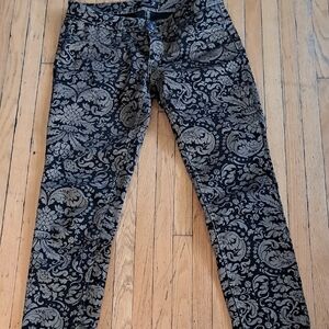 Seven7 Black and Gold Floral Pants